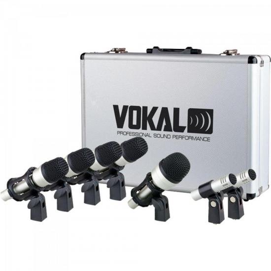 Kit de Microfone Para Bateria Vokal VDM-7 Com Phantom Power
