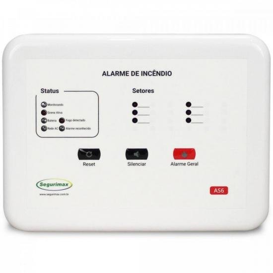 Central de Alarme de Incêndio 6 Setores 12V C/ Bateria SEGURIMAX Central de Alarme de Incêndio 6 Setores 12V C/ Bateria SEGURIMAX