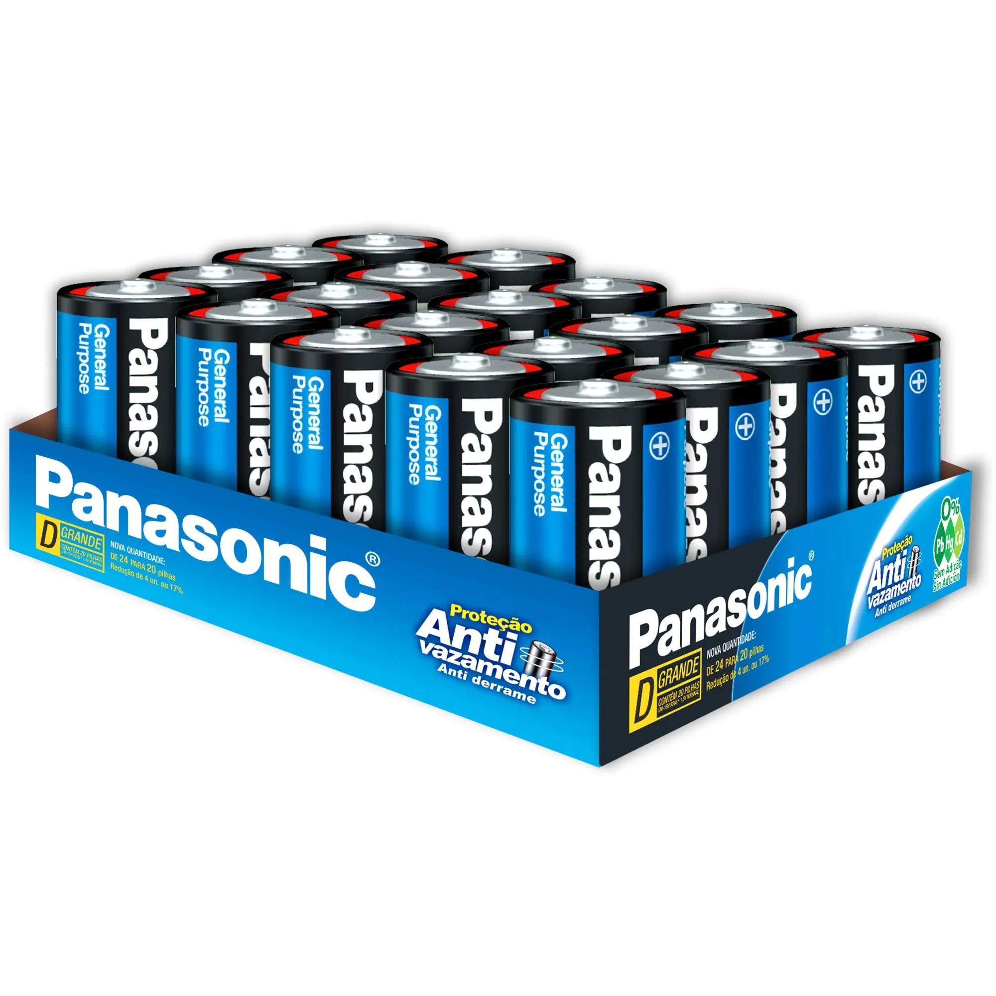 Pilha Zinco 1,5V D UM-1SH300 (C/20 Pilhas) Panasonic - Hayamax