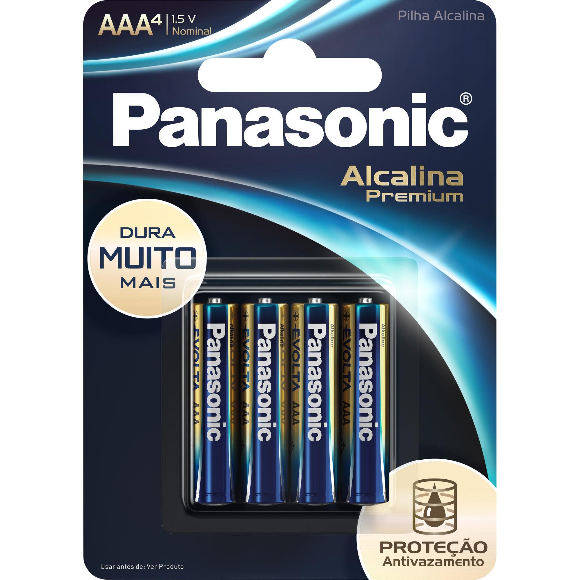 Pilha Alcalina 1,5V AAA LR03 Premium (C/4 Pilhas) Panasonic