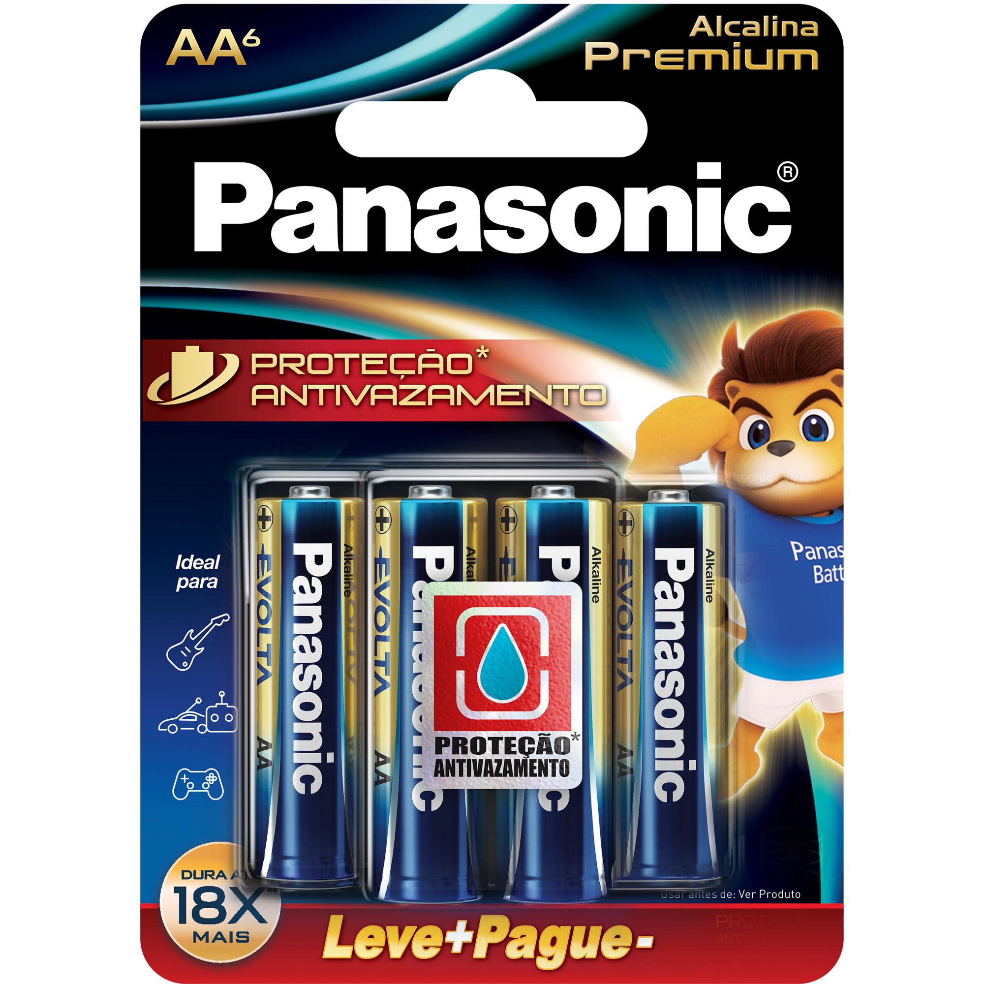 Pilha Alcalina 1,5V AA LR6 Premium (C/6 Pilhas) Panasonic