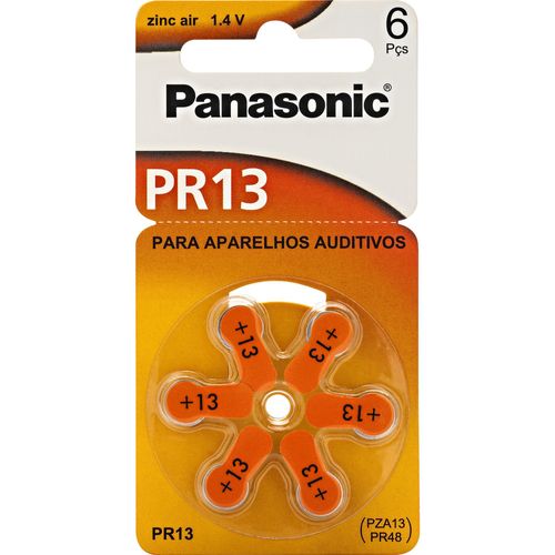 Pilha Zinco Auditiva 1,4V PR13H (C/6  Pilhas) Panasonic