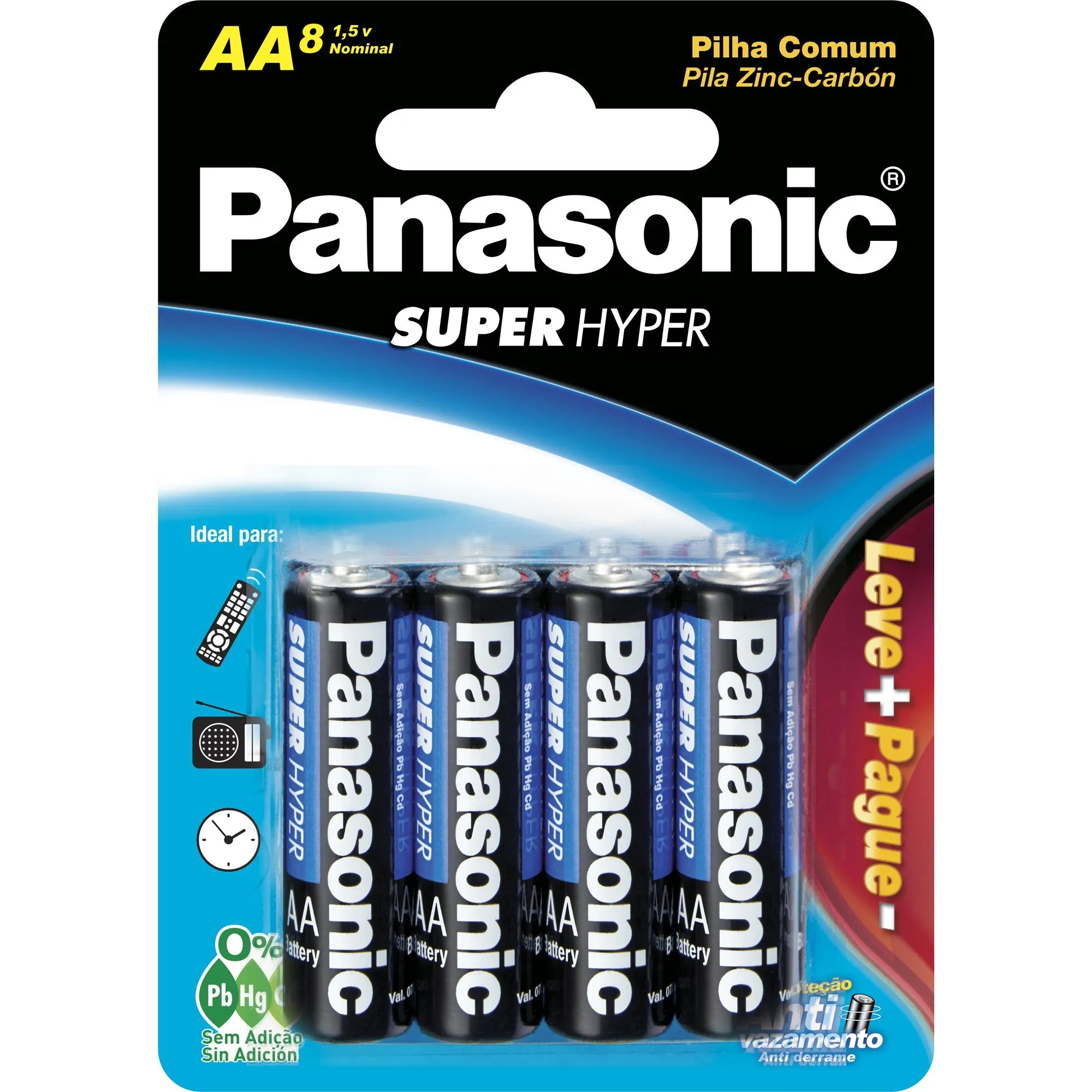 Pilha Zinco AA 1,5V UM-3SHSL8P6 (C/8 Pilhas) Panasonic - Hayamax