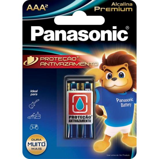 Pilha Alcalina 1,5V AAA LR03 Premium (C/2 Pilhas) Panasonic