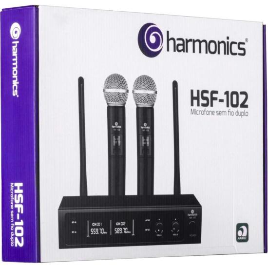 Microfone sem Fio de Mão Duplo UHF HSF-102 HARMONICS 