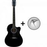 Violão Eletroacústico Aço GE-21 Preto HARMONICS + Capotraste CH-101SV HARMONICS