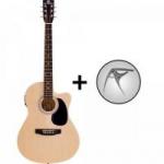 Violão Clássico Eletroacústico Cutaway Aço GE-21 Natural HARMONICS + Capotraste CH-101SV HARMONICS