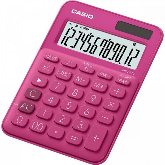 Calculadora de Mesa Casio MS20UC 12 Dígitos Pink