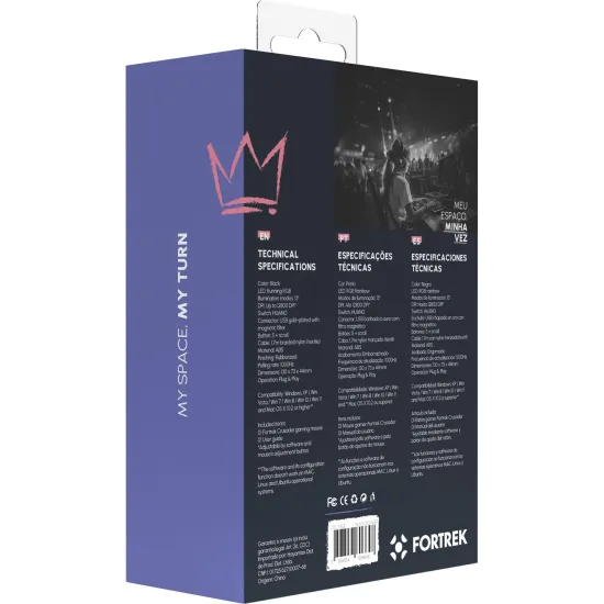 Mouse Gamer Fortrek Crusader 12800Dpi Preto