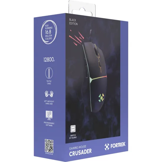 Mouse Gamer Fortrek Crusader 12800Dpi Preto