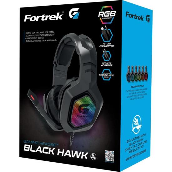 Headset Gamer Fortrek Black Hawk P2 + USB RGB Preto