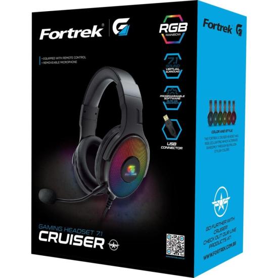 Headset Gamer Fortrek Cruiser 7.1 USB RGB Preto