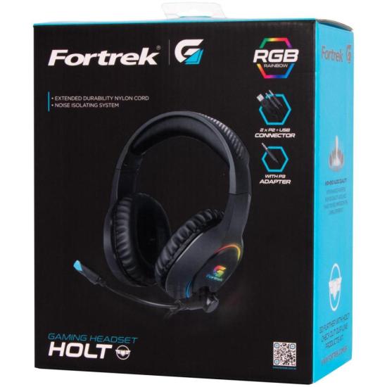 Headset Gamer RGB Holt Preto FORTREK 