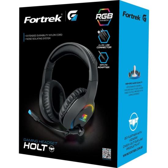 Headset Gamer Fortrek Holt P2 + USB RGB Preto