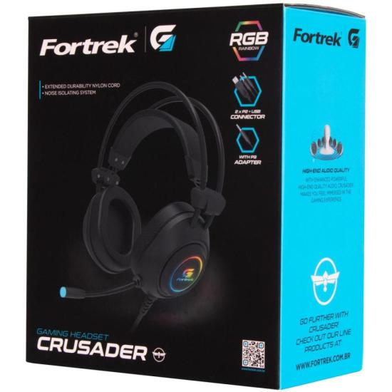Headset Gamer Fortrek Crusader P2 + USB RGB Preto