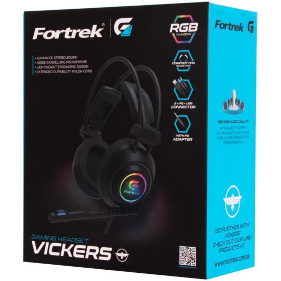 Headset Gamer Fortrek Vickers P2 + USB RGB Preto