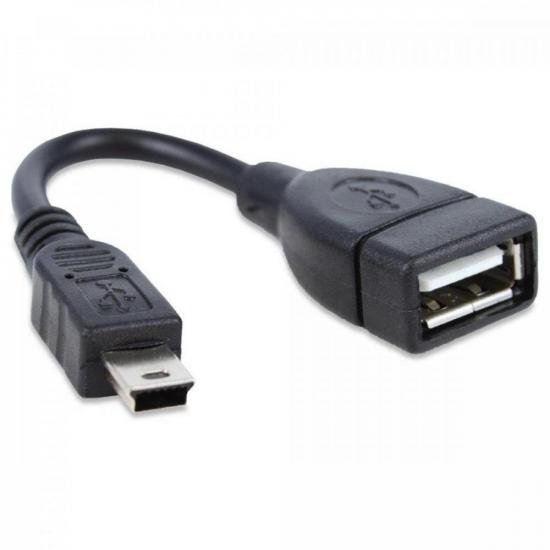 Cabo OTG Mini USB 5 Pinos Macho para USB Fêmea 15cm Storm