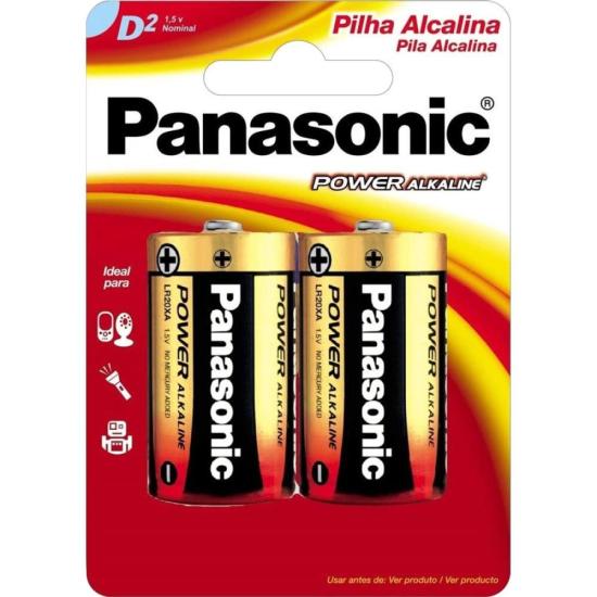 Pilha Alcalina 1,5V D (C/2 Pilhas) Panasonic