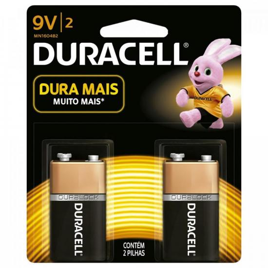 Bateria Alcalina 9V Duralock DURACELL (Cartela com 2 Unid.)