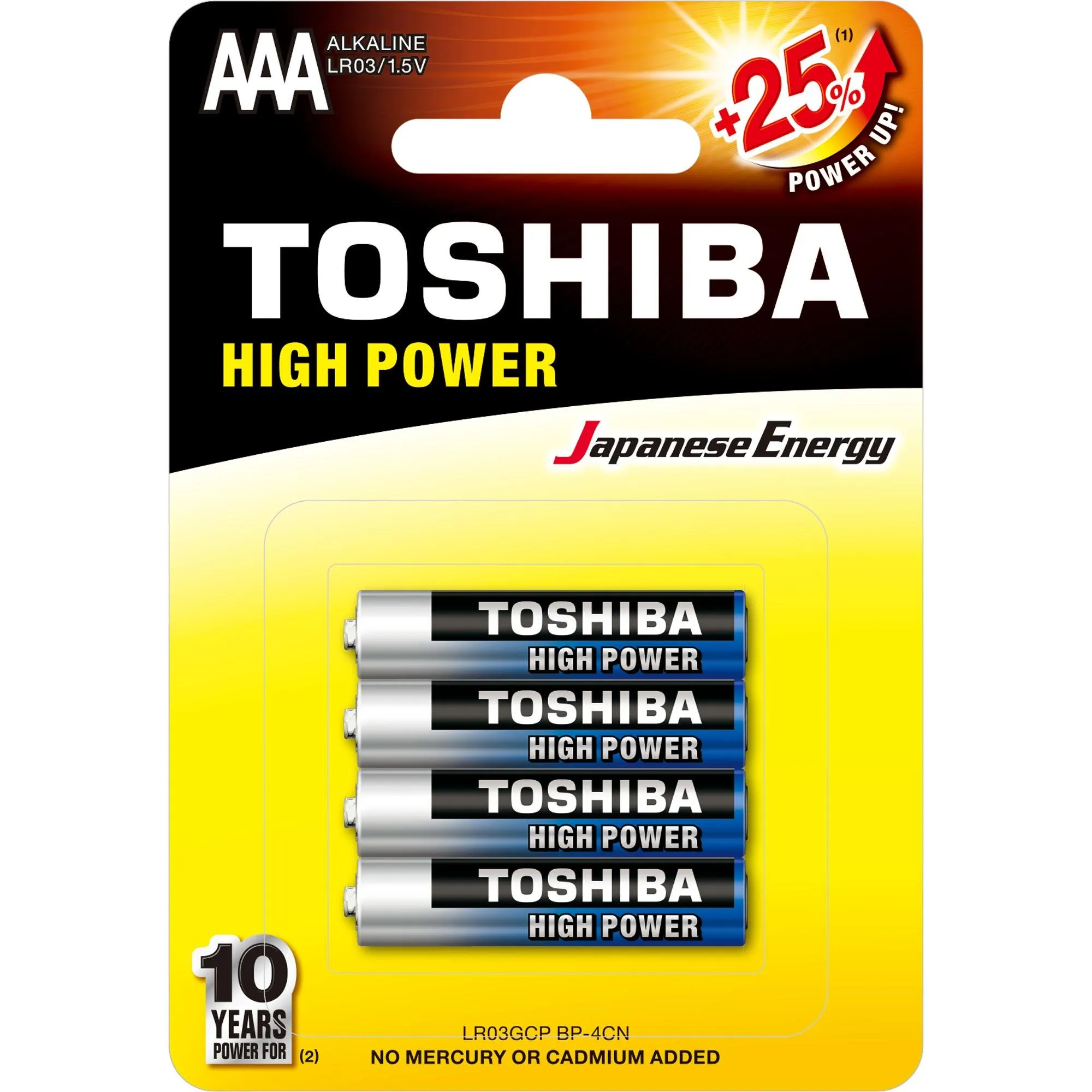Pilha Alcalina AAA 1,5V LR03GCP (C/4 Pilhas) Toshiba