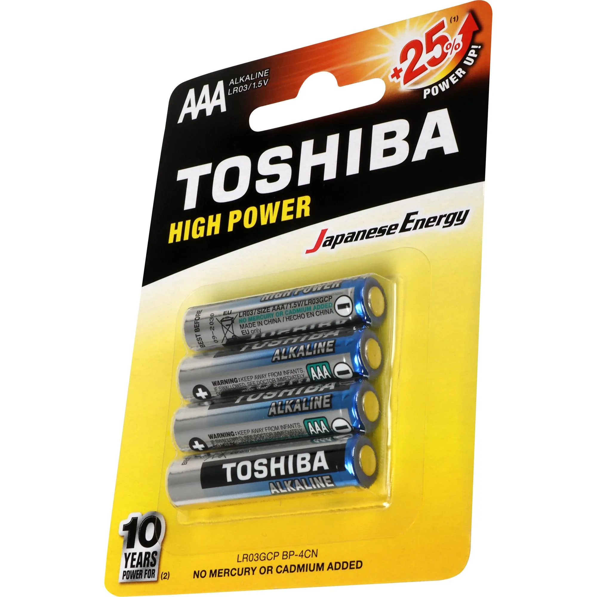Pilha Alcalina AAA 1,5V LR03GCP (C/4 Pilhas) Toshiba