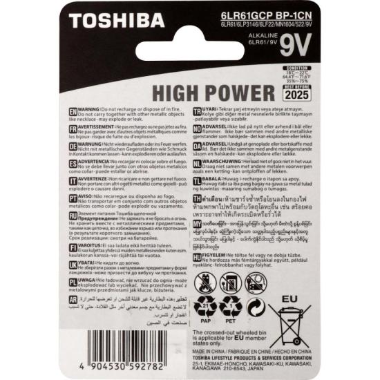 Bateria Alcalina 9V 6LR61GCP (C/1 Bateria) Toshiba