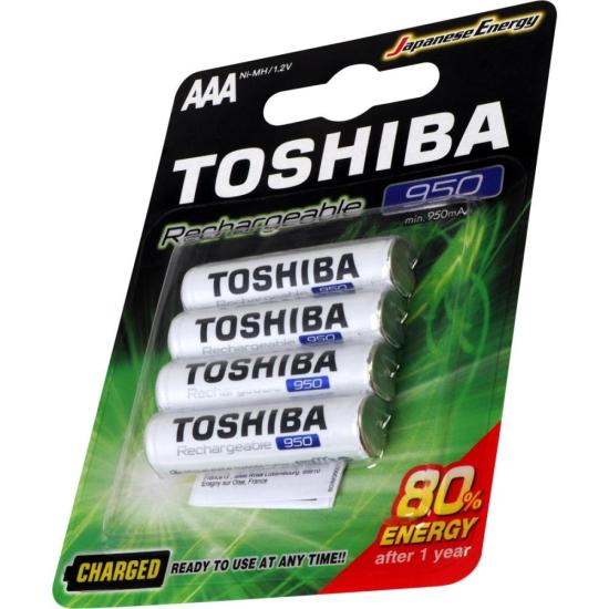 Pilha Recarregável AAA 1,2V 950mAh TNH3GAE TOSHIBA (Cartela com 4 unid.) 