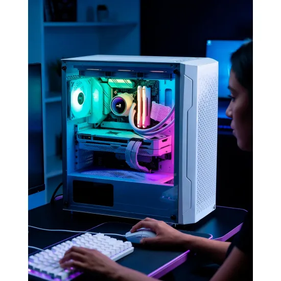 Gabinete Gamer Aerocool Trinity Mini Branco Lateral Vidro