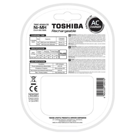 Carregador de Pilhas TNHC-6GAE4 CB (C/4 Pilhas AA 2600mAh) Toshiba