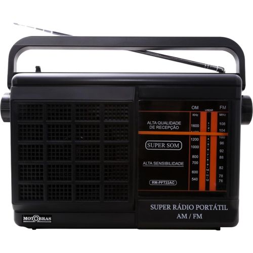 Rádio Portátil Motobras RM-PFT22AC 2 Faixas Preto
