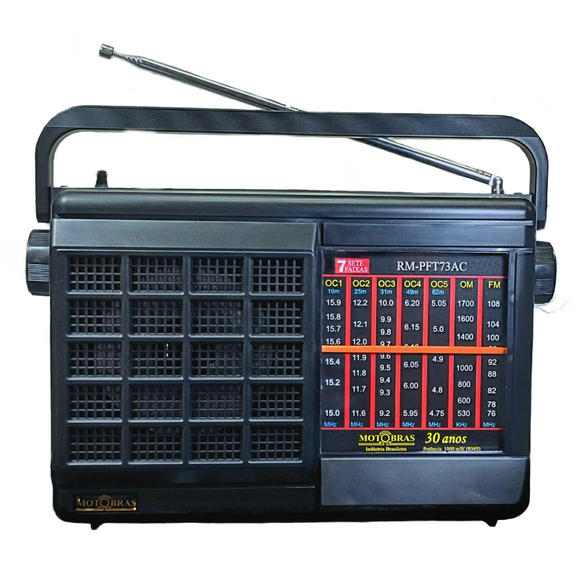Rádio Portátil Motobras RM-PFT73AC 7 Faixas Preto - Hayamax