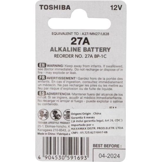 Pilha Alcalina 12V 27A (C/1 Pilha) Toshiba