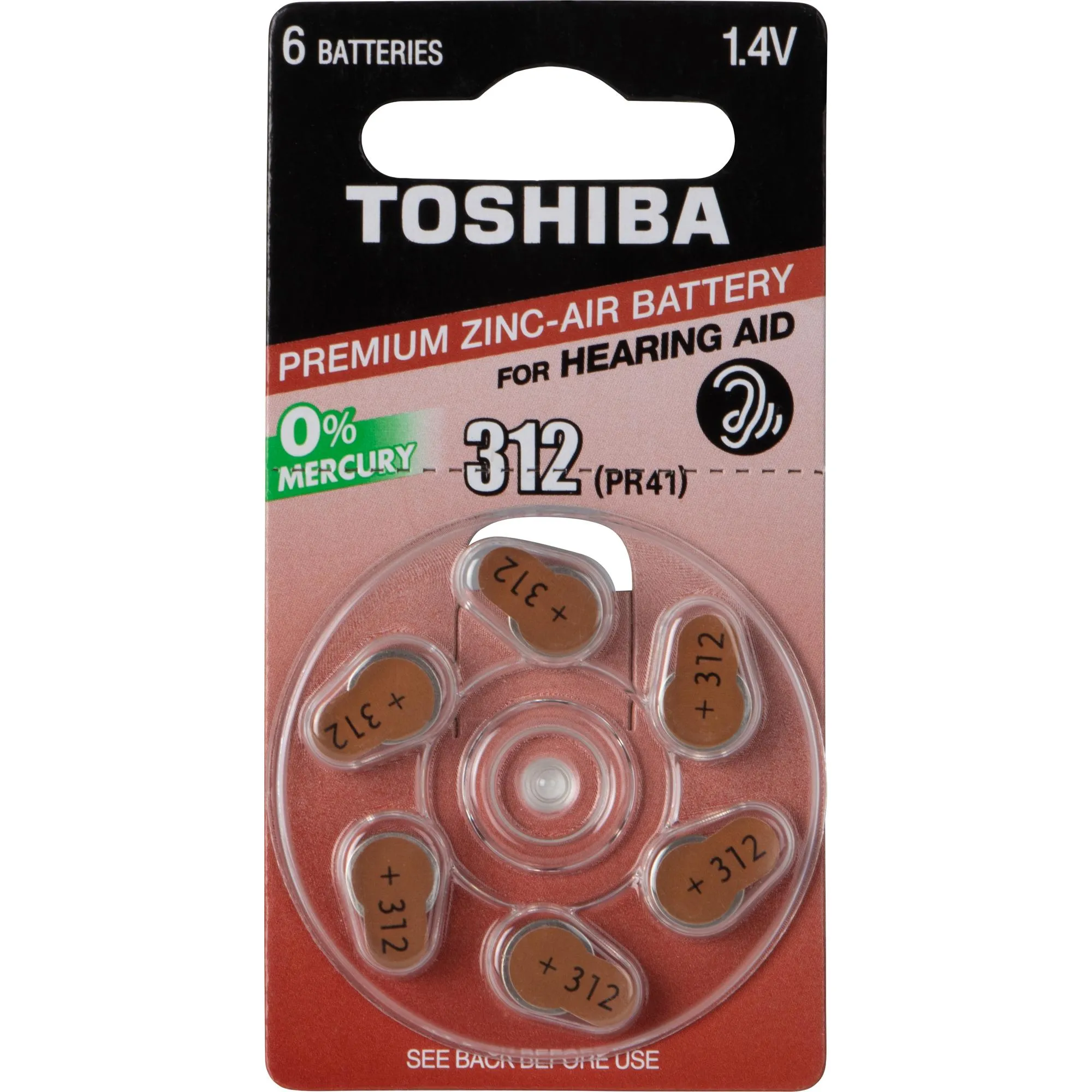 Pilha Auditiva PR41 312 (C/6 Pilhas) Toshiba