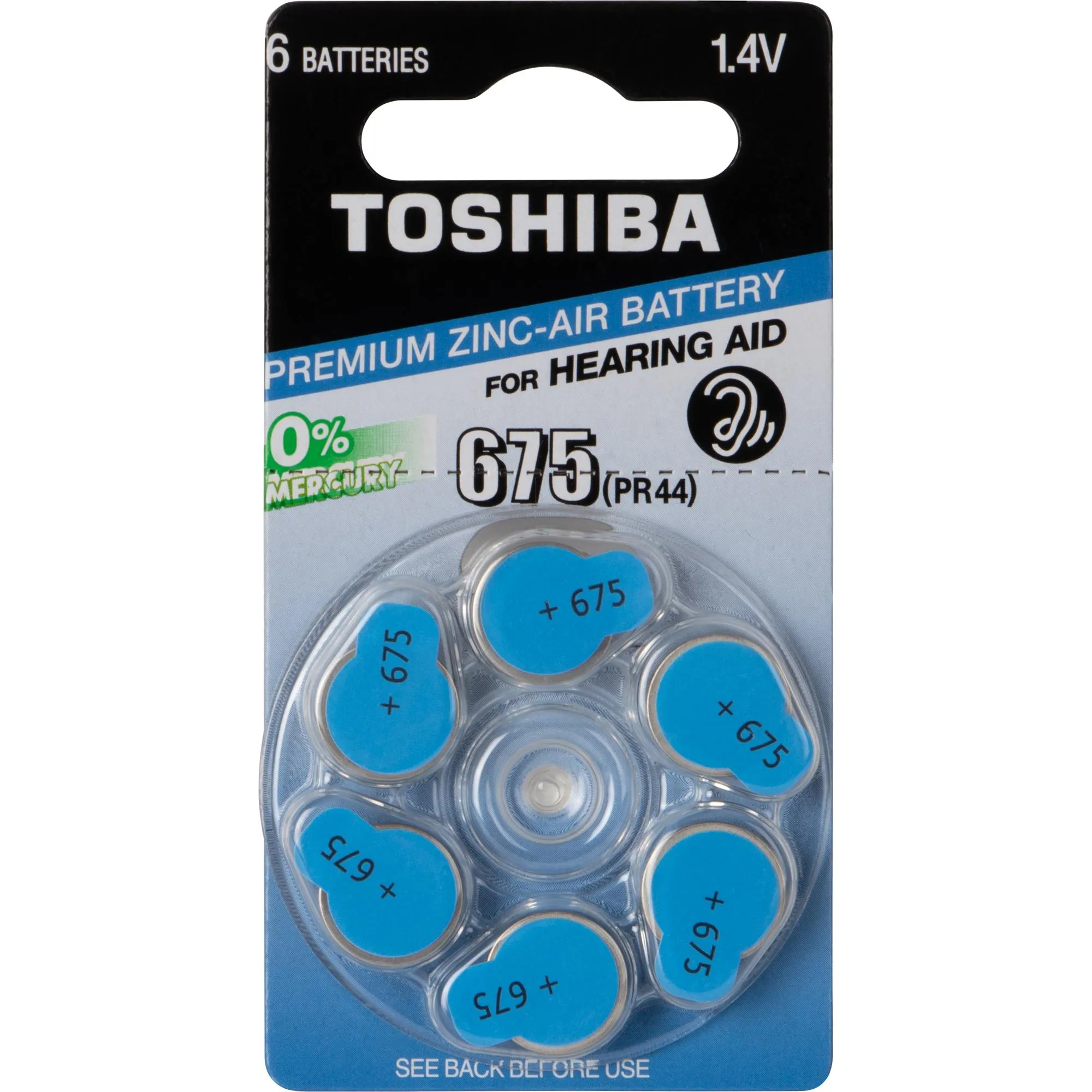 Pilha Auditiva PR44 675 (C/6 Pilhas) Toshiba