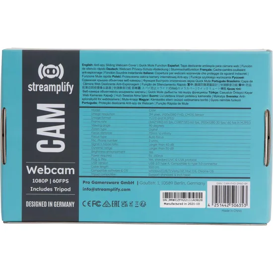 Webcam Streamplify Full HD 60FPS Preta