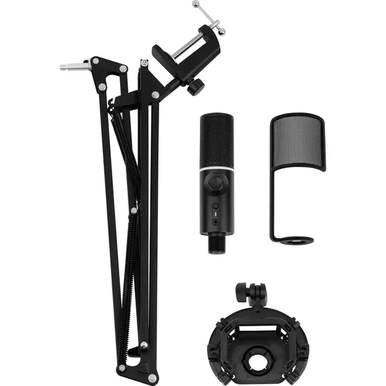 Microfone Gamer Streamplify Mic Arm Com Braço Flexível Preto RGB