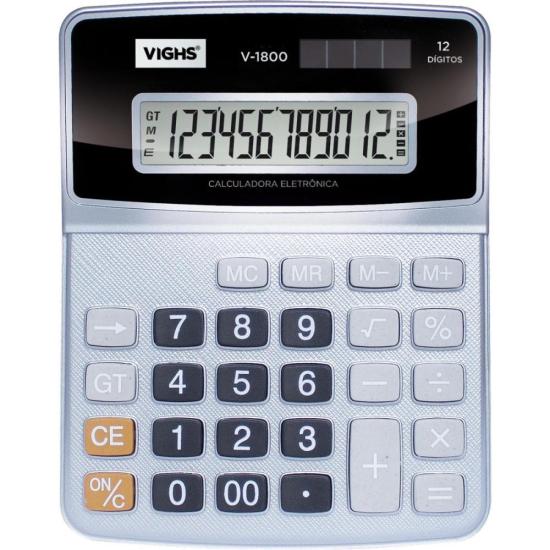 Calculadora de Mesa Vighs V-1800 12 Dígitos Prata