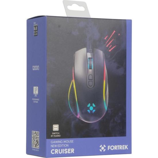 Mouse Gamer Fortrek Cruiser New Edition 12000 Dpi RGB Preto