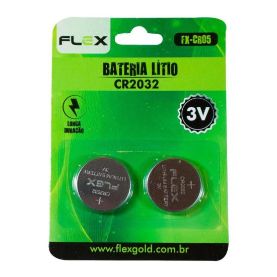 Bateria Lithium Botão 3V CR2032 (C/2 Baterias) Flex