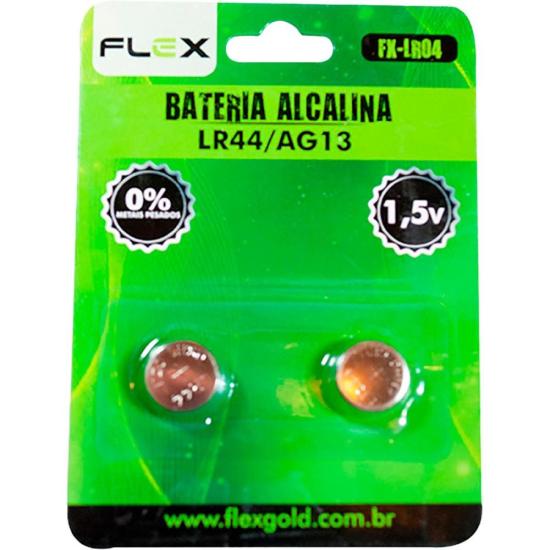 Bateria Botão Alcalina 1,5V LR44 (C/2 Baterias) Flex