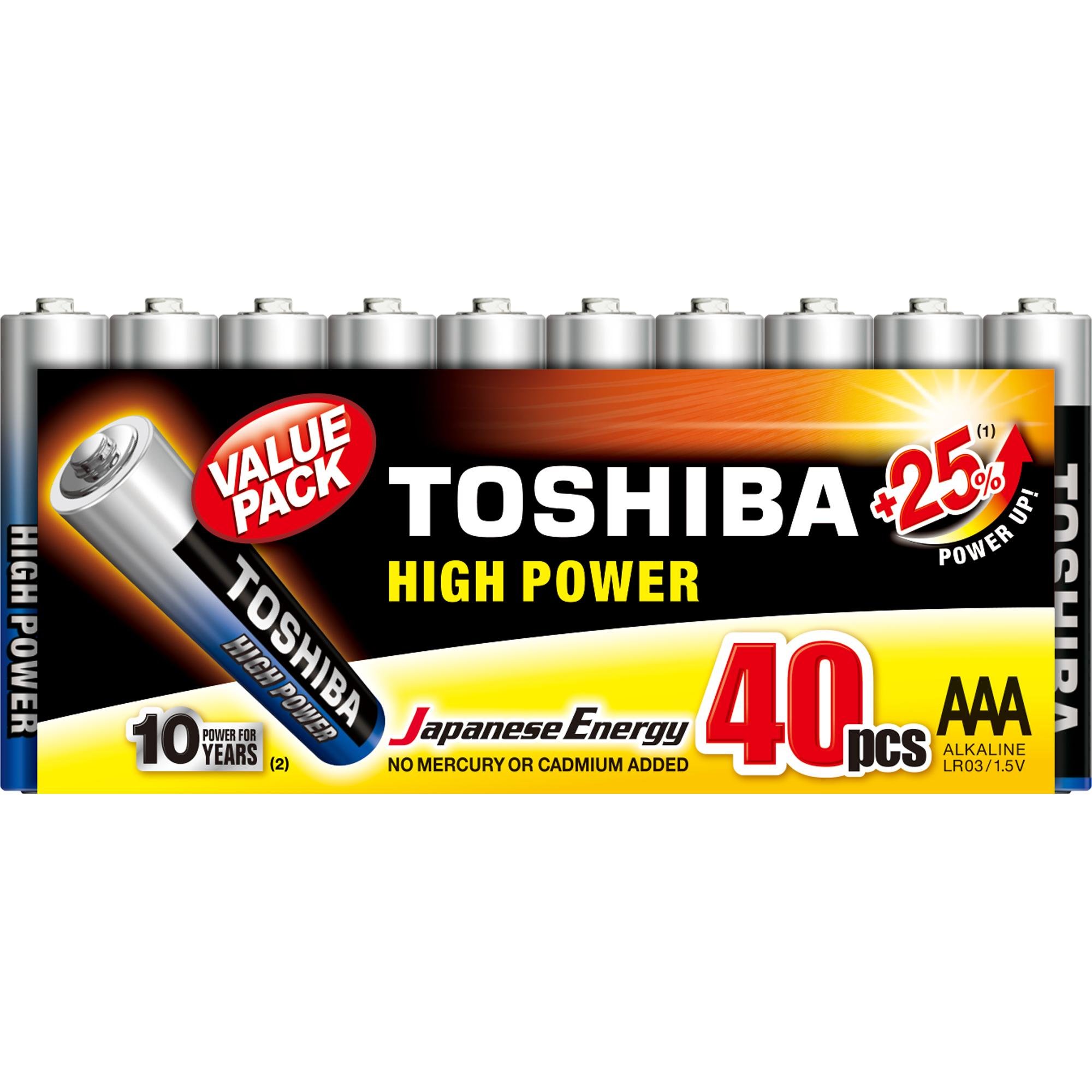 Pilha Alcalina AAA 1,5V LR03GCP (C/40 Pilhas) Toshiba