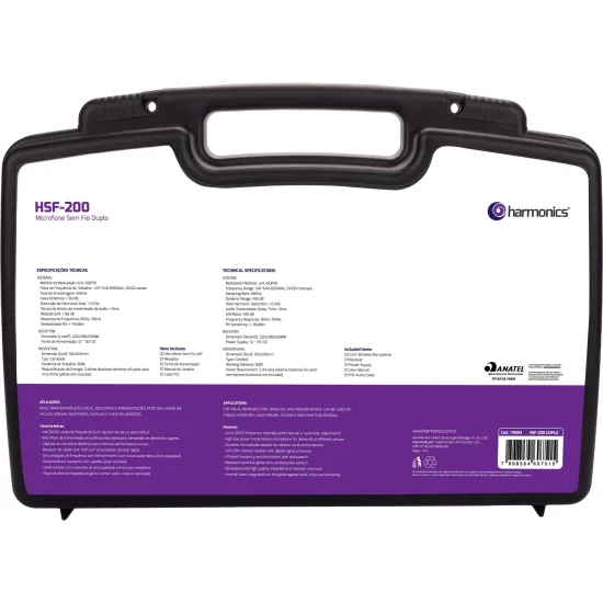 Microfone Sem Fio Harmonics HSF-200 Duplo