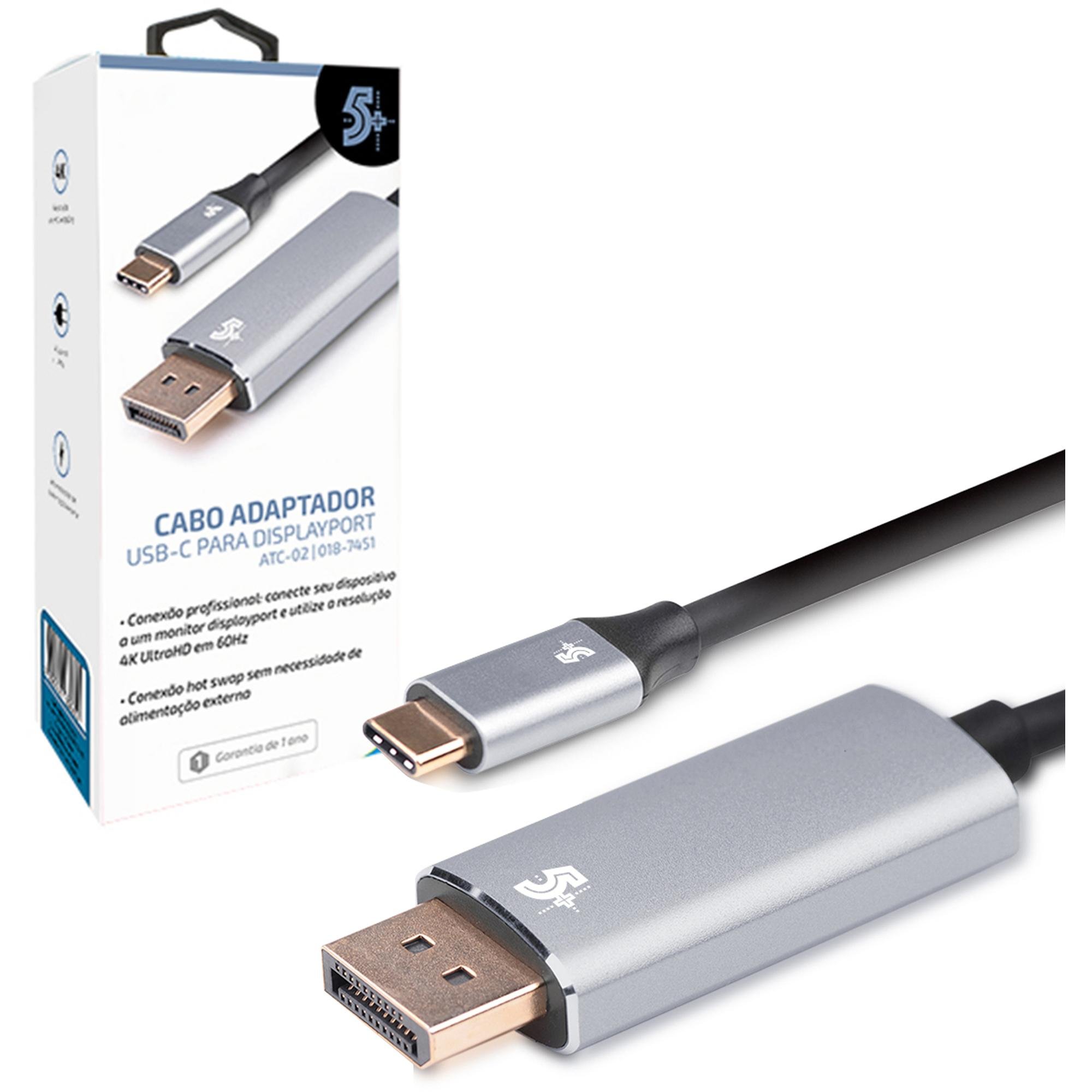 Cabo Adaptador USB-C Para Dport Macho 4k 60hz 1.8m 5+