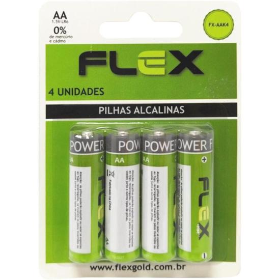 Pilha Alcalina 1,5V AA (C/4 Pilhas) Flex