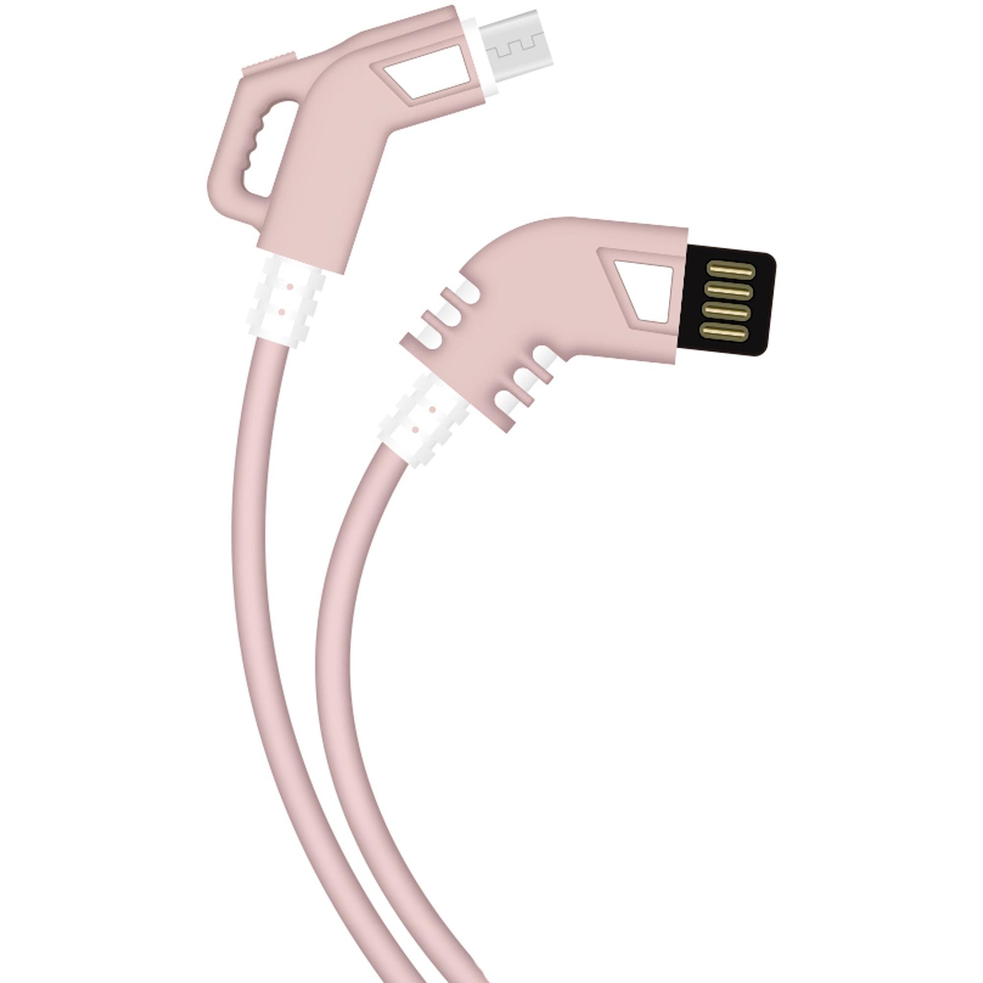 Cabo Turbo 90° Micro USB 1,2m Rosa Flex