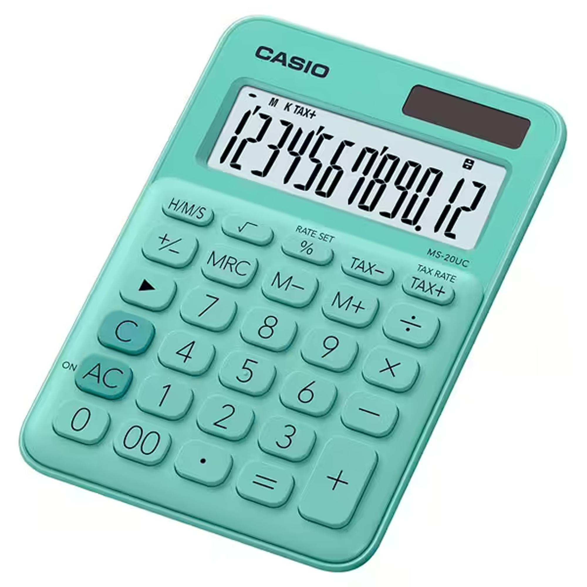 Calculadora De Mesa Casio MS20UC 12 Dígitos Verde