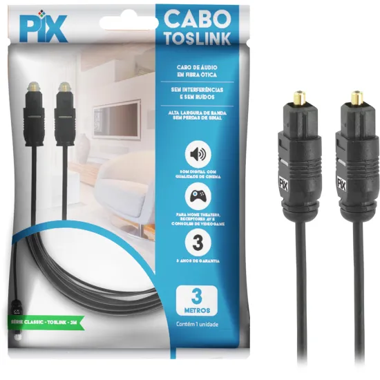 Cabo Óptico Toslink Básic 3m Pix - Hayamax