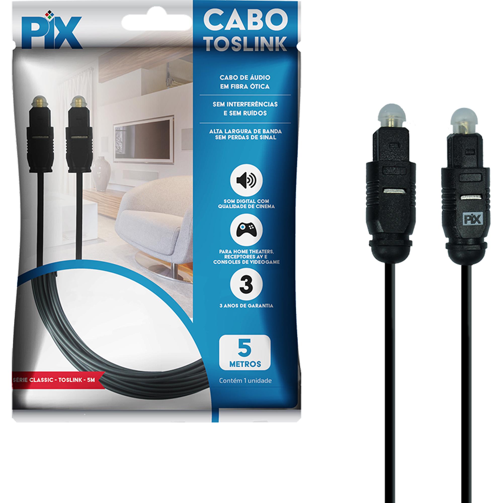 Cabo Óptico Toslink Básic 5m Pix