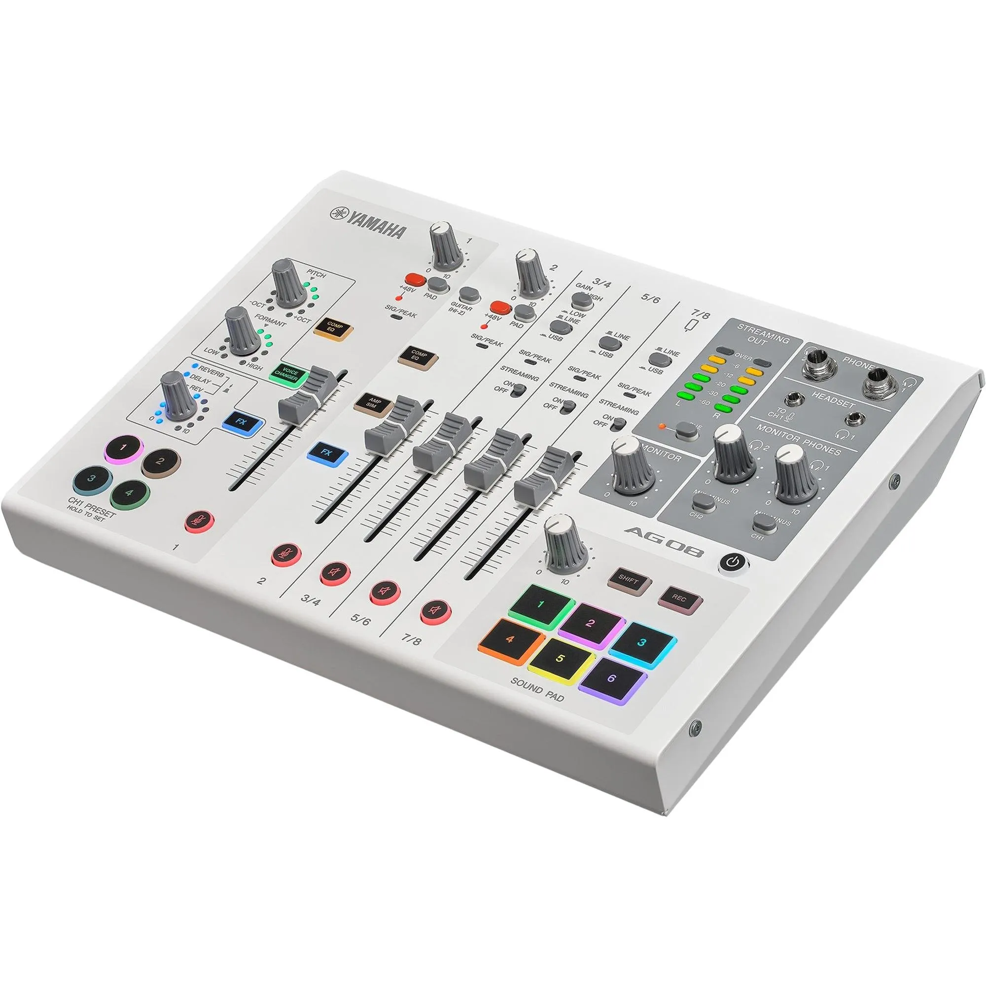 Mesa de Som Yamaha AG08 Streaming Branca - Hayamax