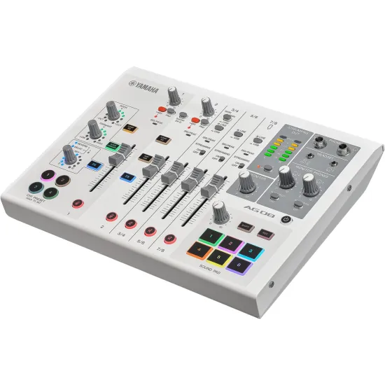 Mesa de Som Yamaha AG08 Streaming Branca - Hayamax